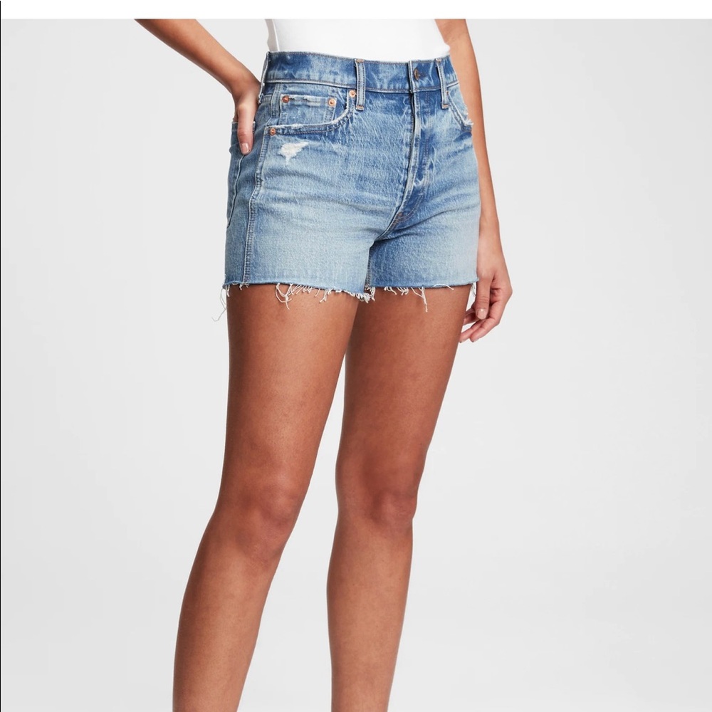 Gap Cheeky High Rise Distressed Jean Shorts.